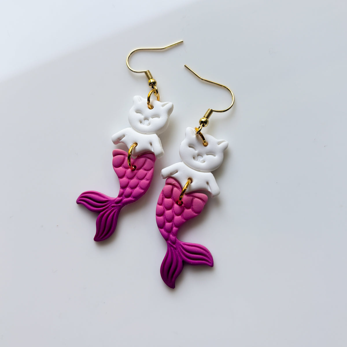 CAT FISH PINK PURPLE EARRINGS
