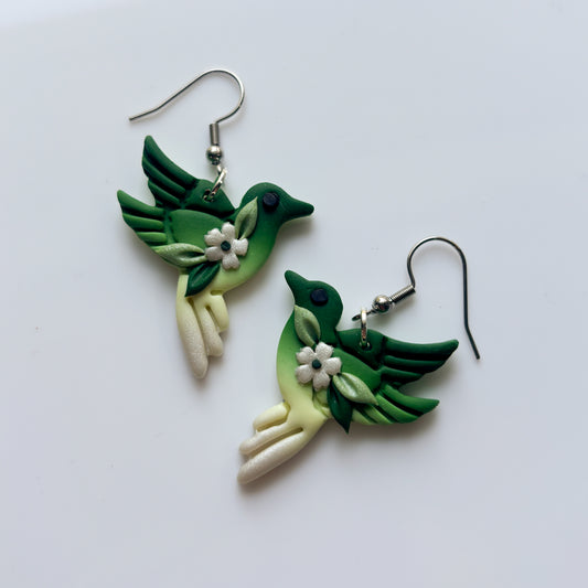 GREEN HUMMINGBIRD EARRINGS