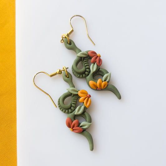 FALL FLORAL SNAKE EARRINGS