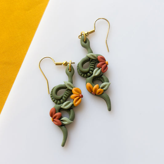 FALL FLORAL SNAKE EARRINGS