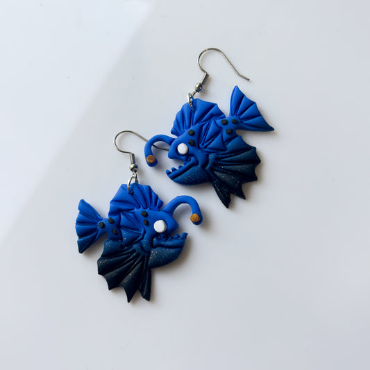 BLUE ANGLER FISH EARRINGS