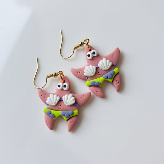 BIKINI BOTTOM STAR FISH EARRINGS