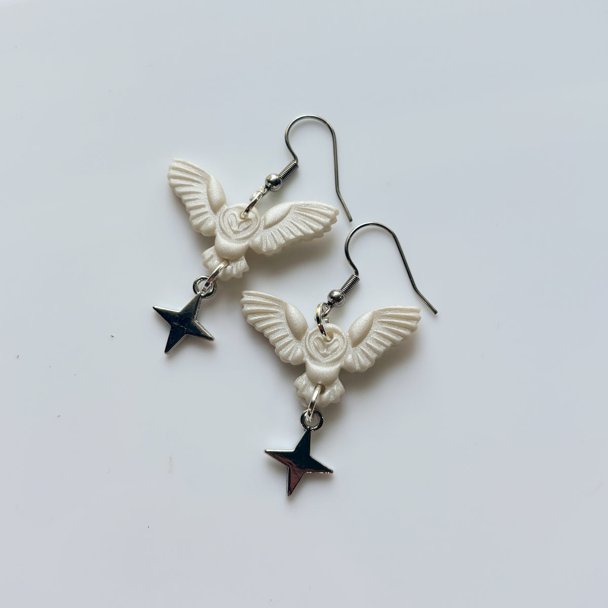 PEARLY FLYING OWL EARRINGS