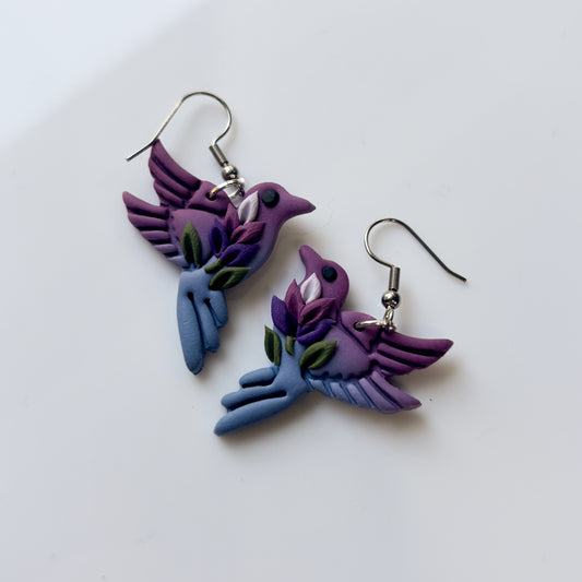 PURPLE HUMMINGBIRD EARRINGS