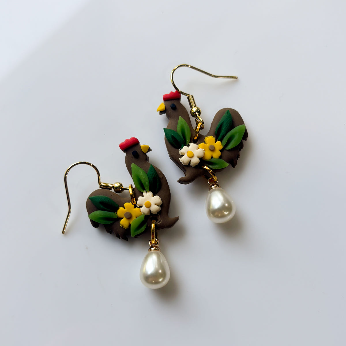 BROWN CHICKEN EARRINGS