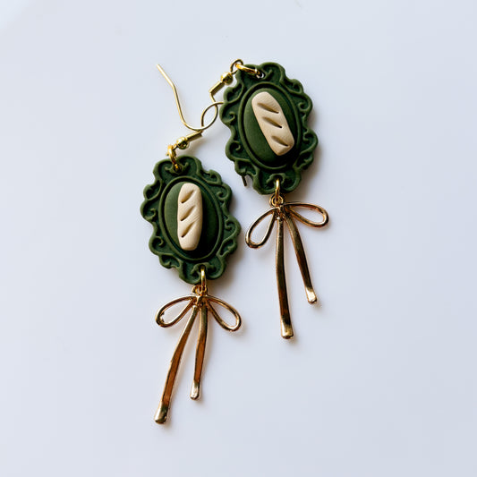 GREEN BAGUETTE FRAME EARRINGS