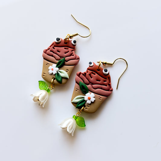 AUTUMN TOADS IN FLOWER POTS EARRINGS
