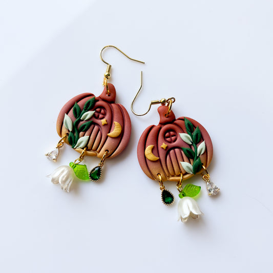 PUMPKIN HOUSE WITH VINE EARRINGS