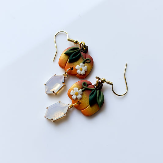 LIL OMBRE PUMPKINS WITH HEXAGON CHARM EARRINGS