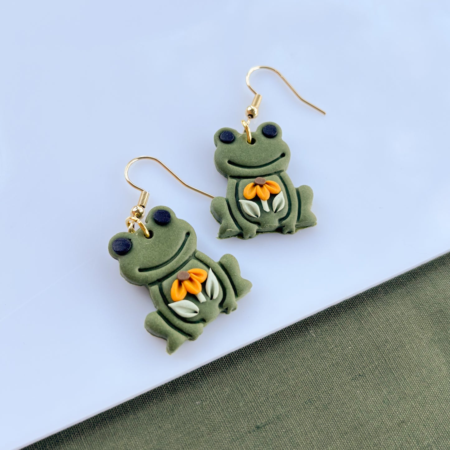 SUNFLOWER FROG EARRINGS