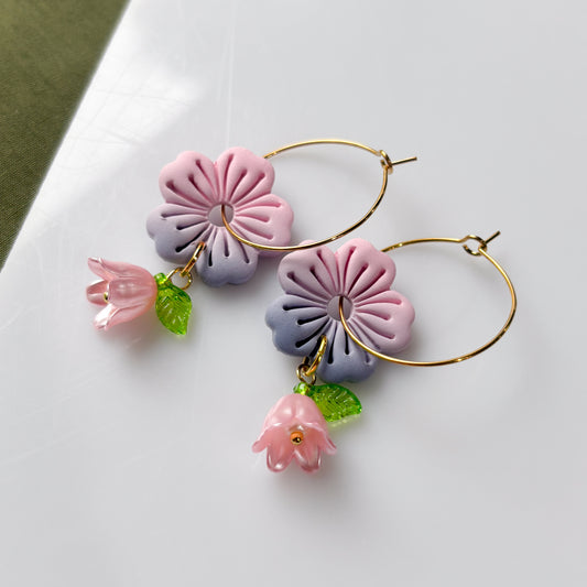 PASTEL FLOWER HOOP EARRINGS