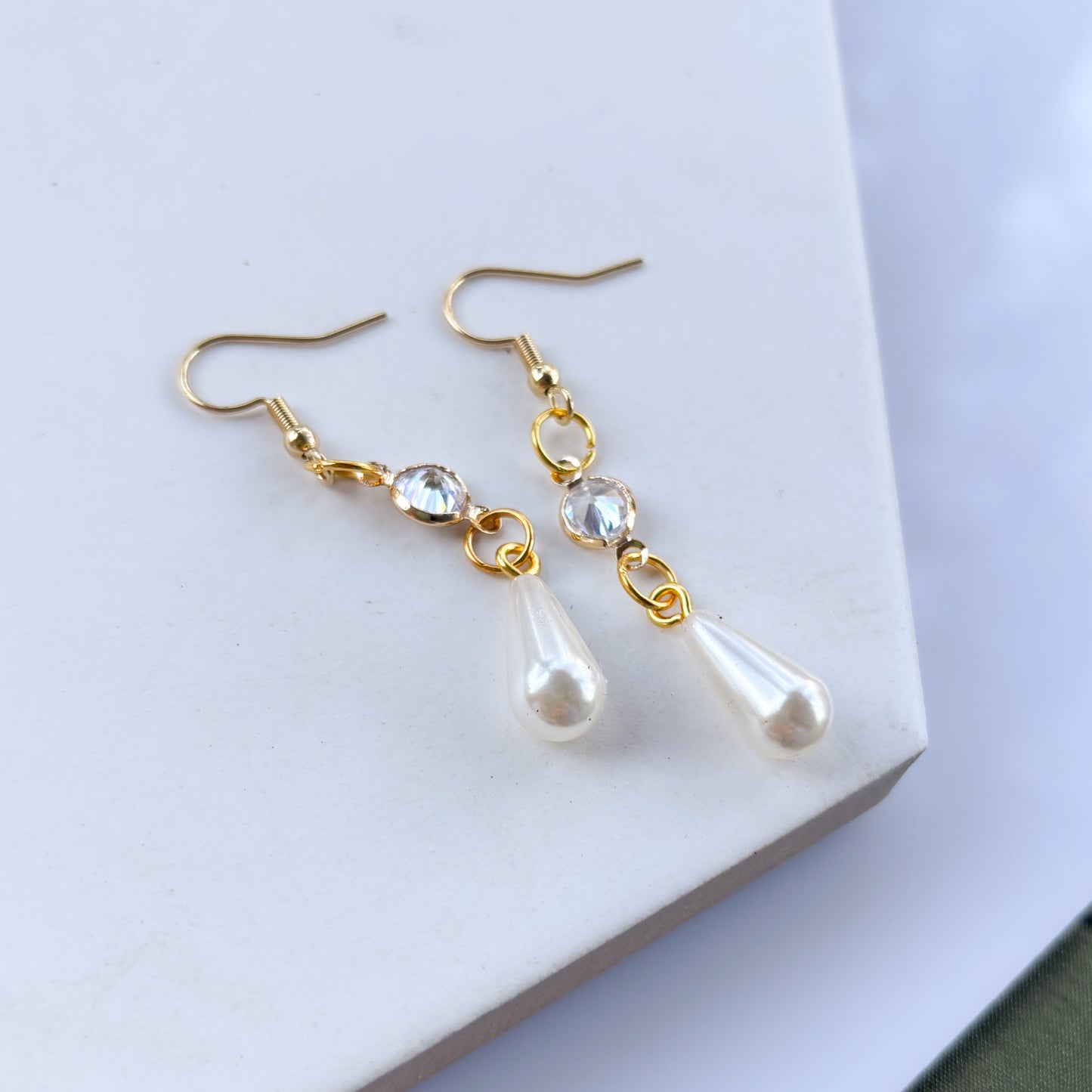PEARL GEM DROP CHARM EARRINGS
