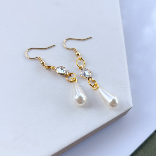 PEARL GEM DROP CHARM EARRINGS