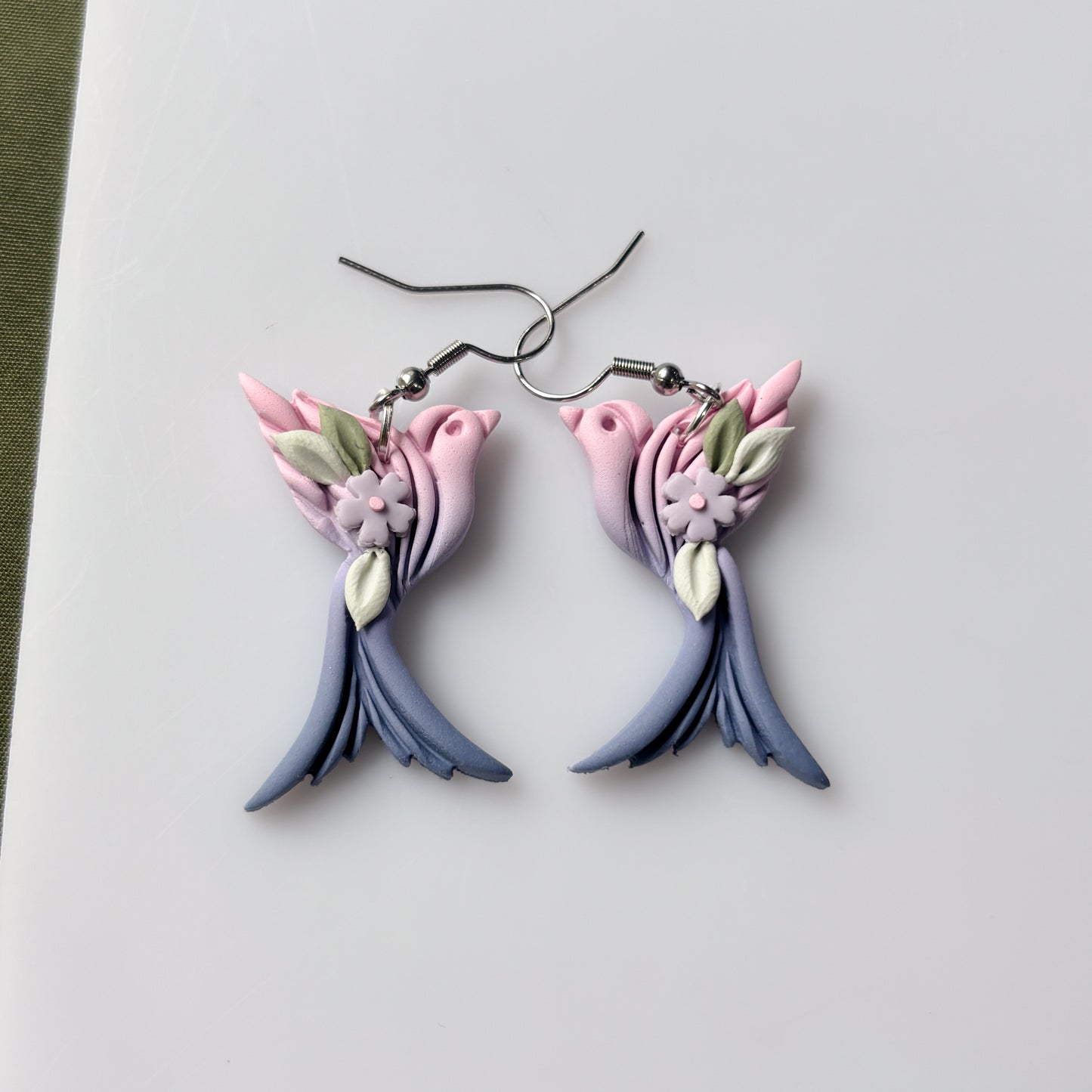 PINK & BLUE BIRD EARRINGS