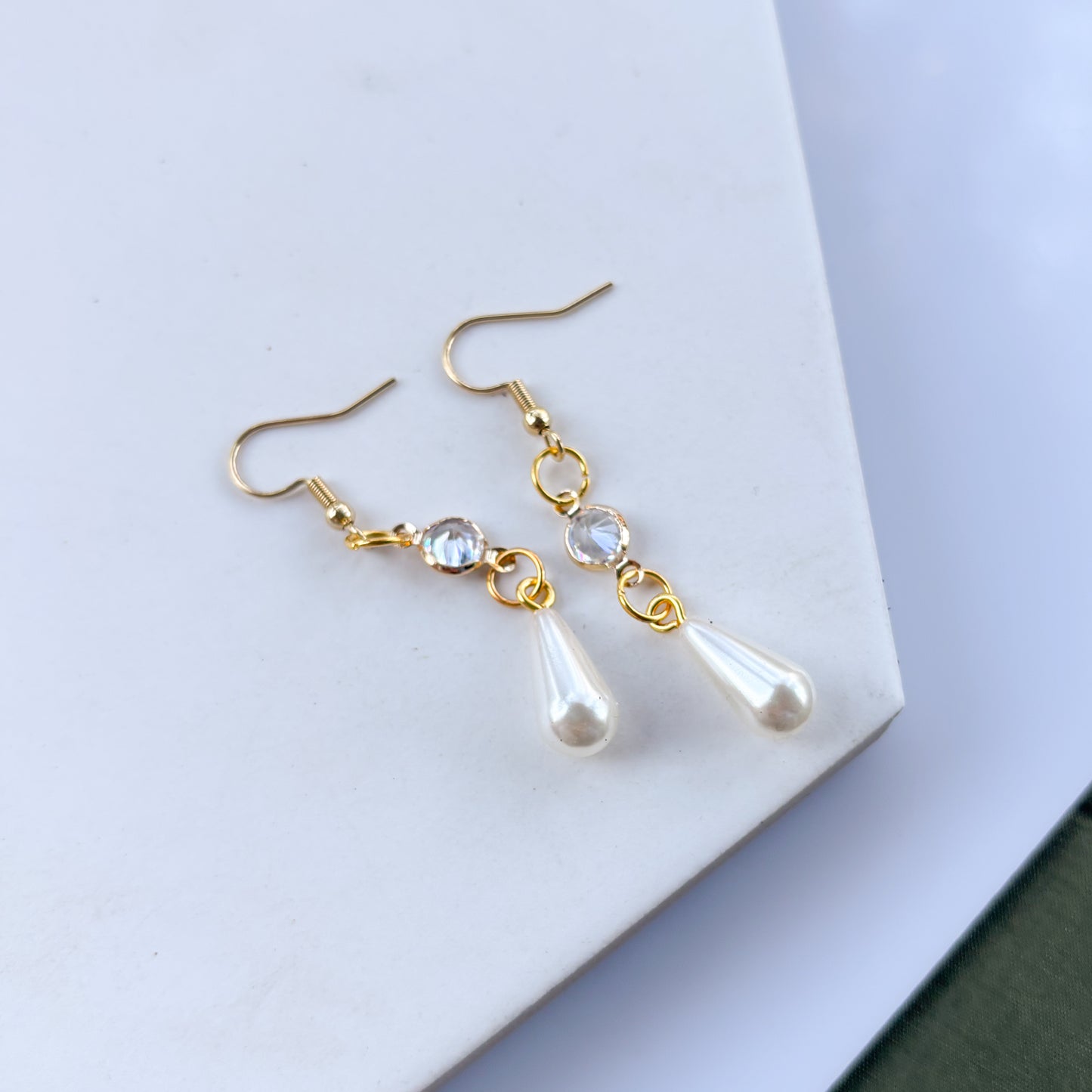 PEARL GEM DROP CHARM EARRINGS