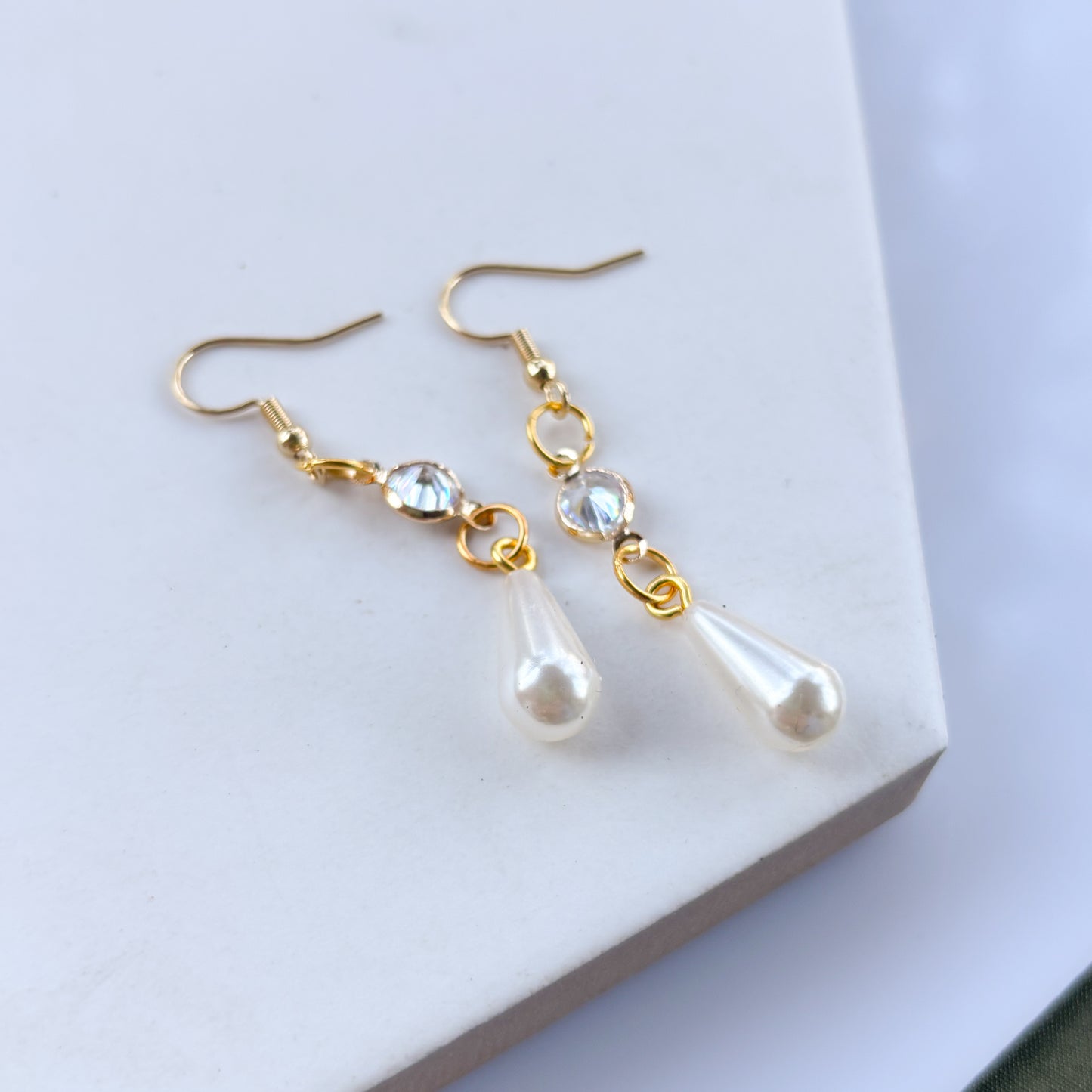 PEARL GEM DROP CHARM EARRINGS