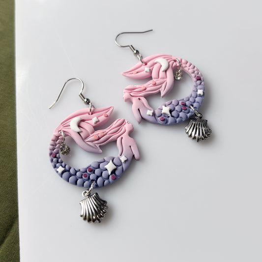 PINK PURPLE MERMAID EARRINGS