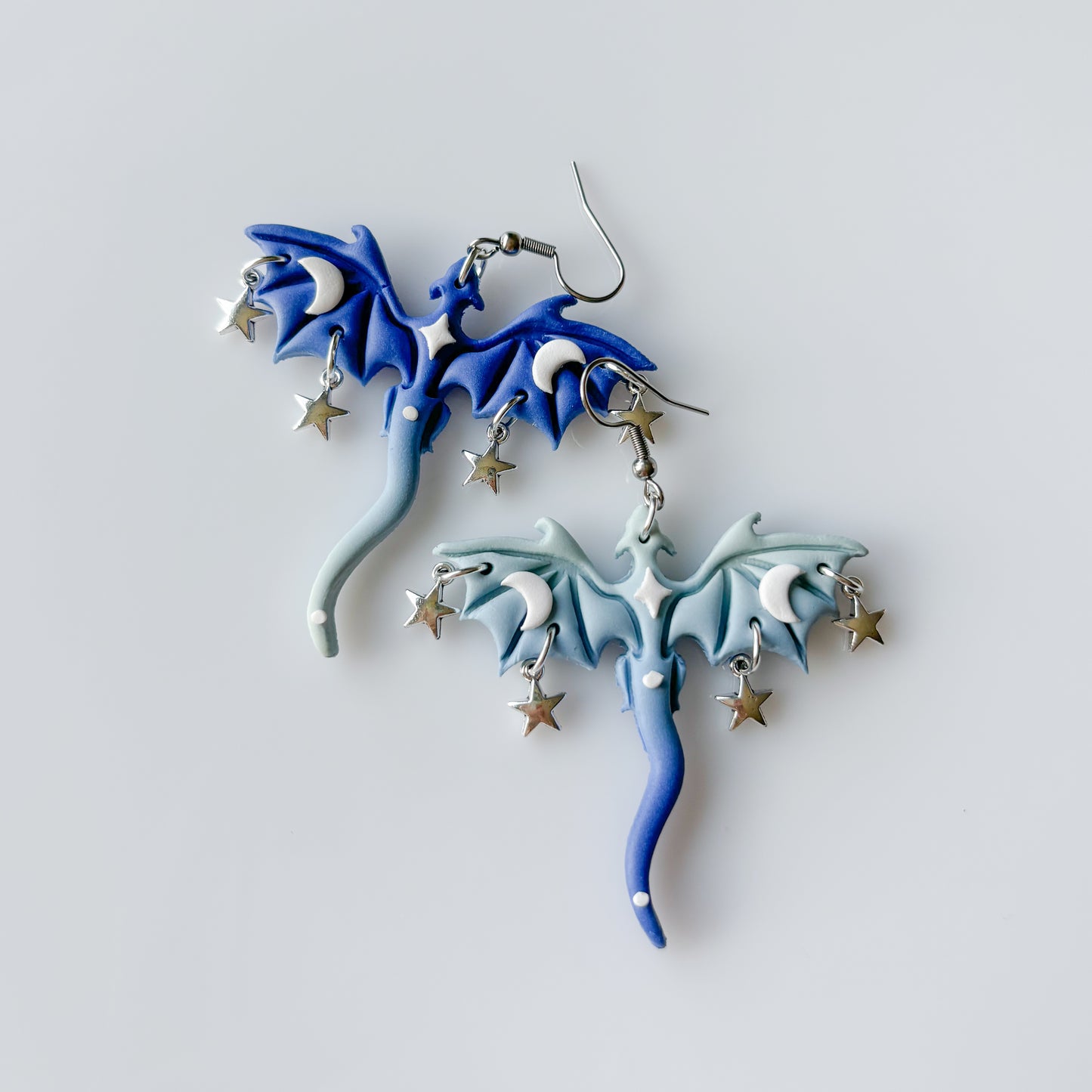 BLUE FROST MOON DRAGON EARRINGS