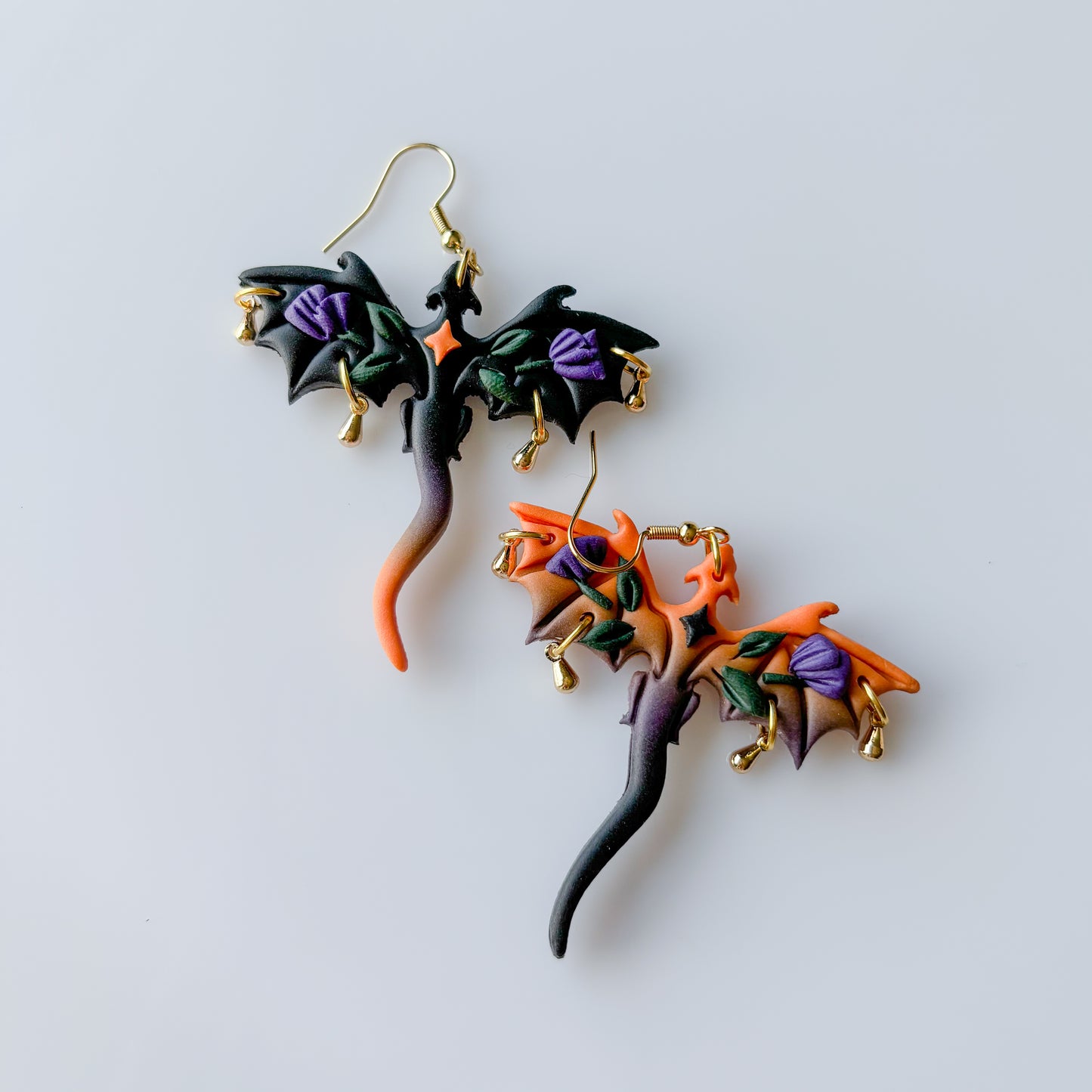 DARK SUNSET FALLOWEEN DRAGON EARRINGS