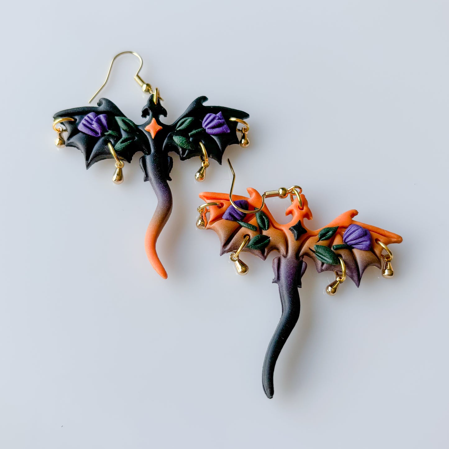 DARK SUNSET FALLOWEEN DRAGON EARRINGS