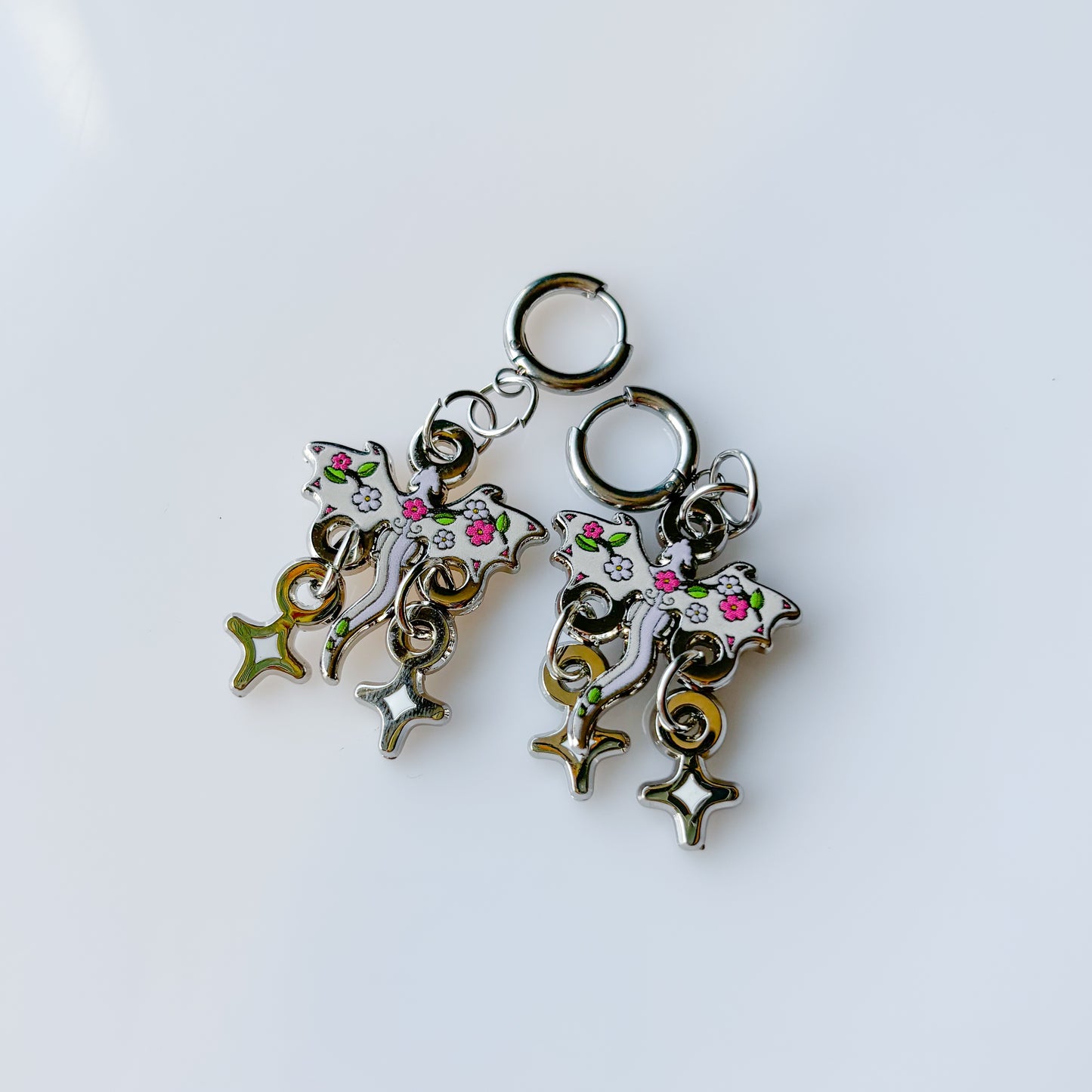 DISCOUNTED - CHERRY BLOSSOM DRAGON METAL EARRINGS