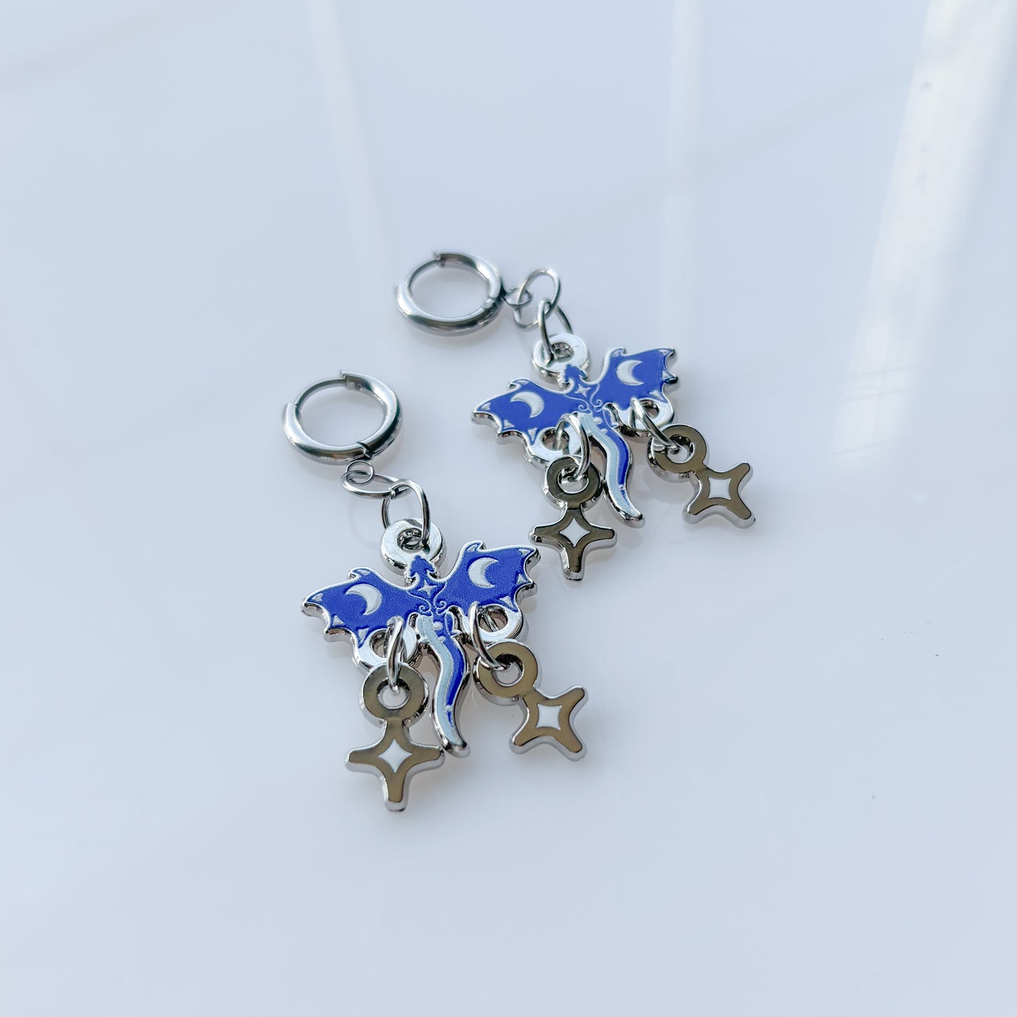 BLUE MOON DRAGON METAL EARRINGS