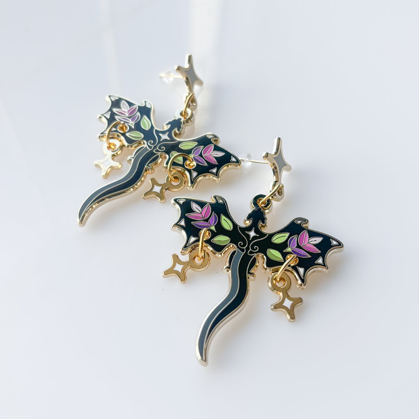 LAVENDER DRAGON METAL EARRINGS