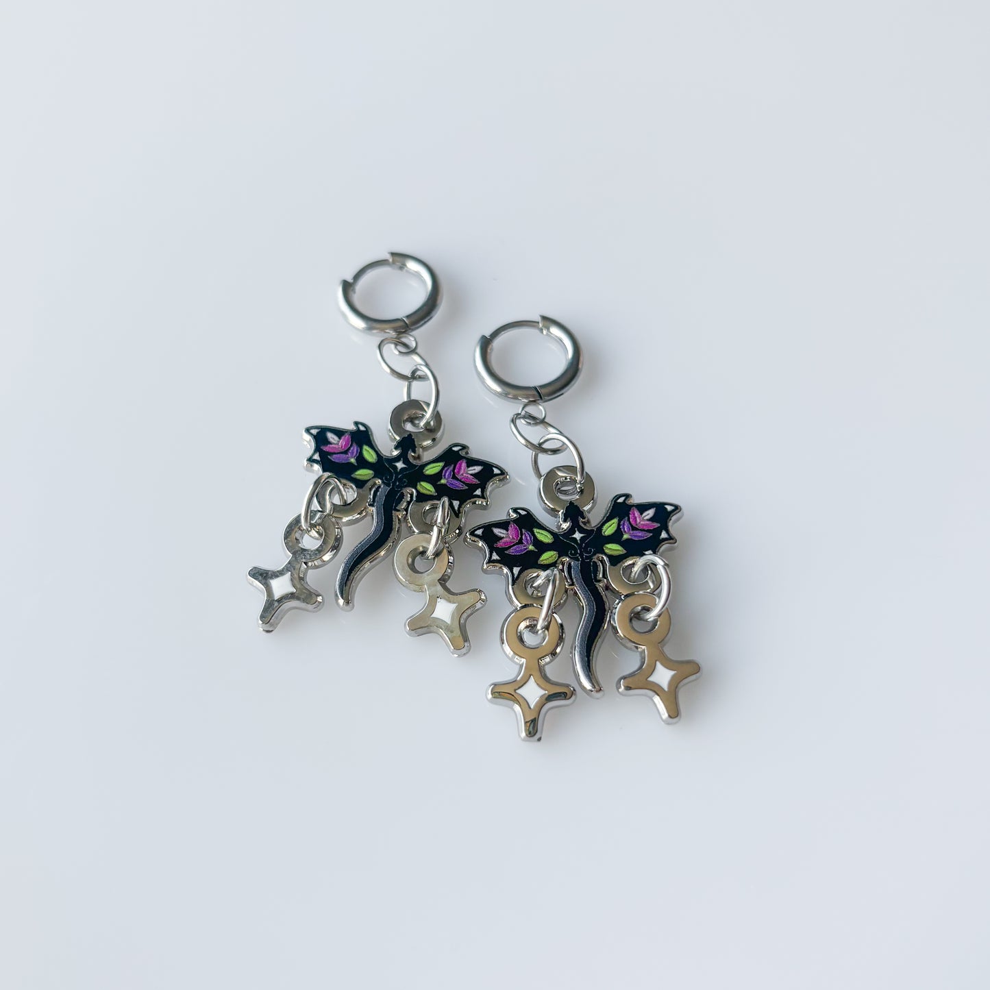 LAVENDER DRAGON METAL EARRINGS