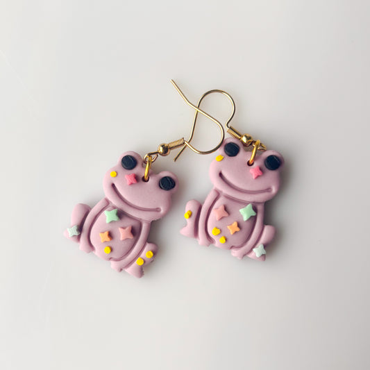 PASTEL STAR CONFETTI FROG EARRINGS