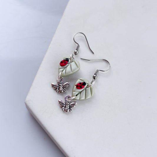 LADYBUG LEAF EARRINGS