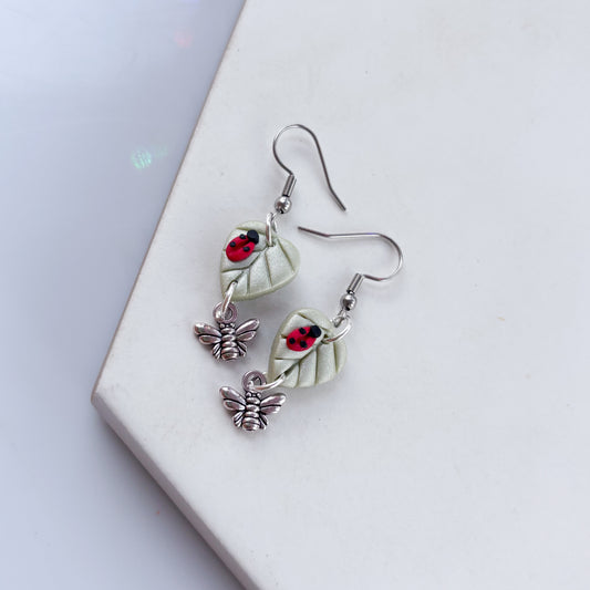 LADYBUG LEAF EARRINGS