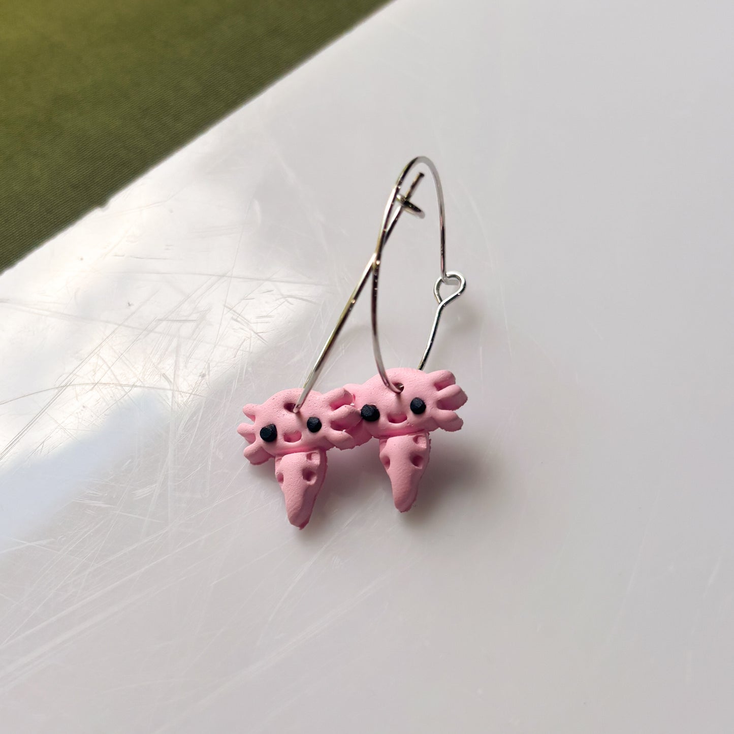 PINK AXOLOTL HOOP EARRINGS