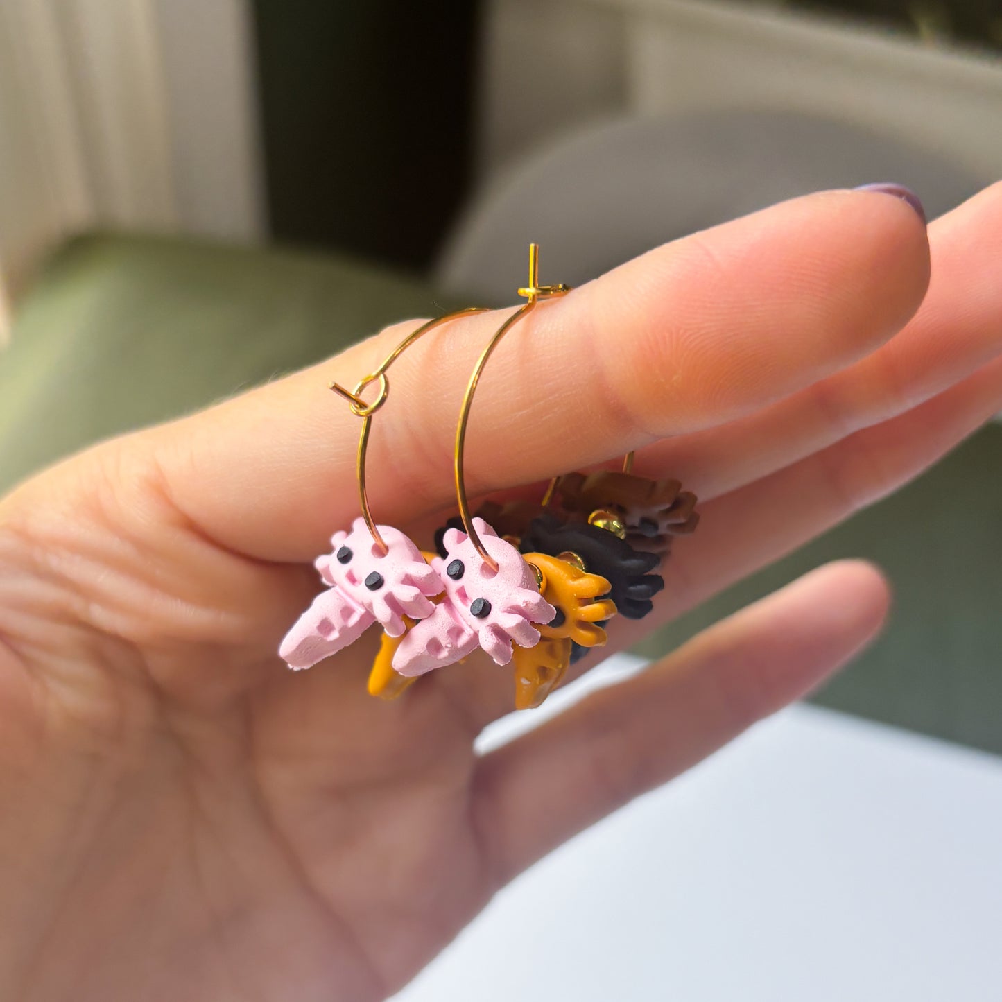 PINK AXOLOTL HOOP EARRINGS