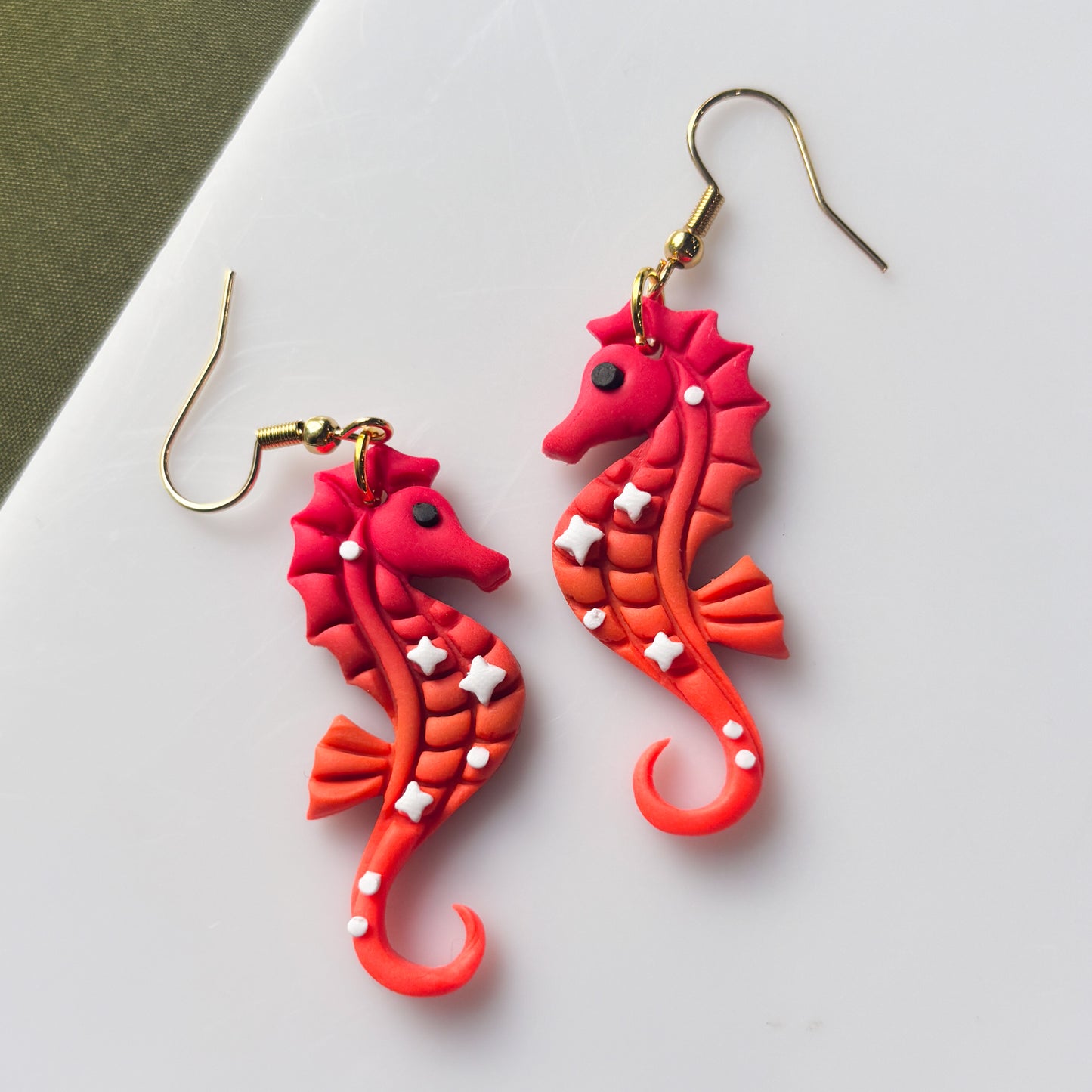 RED ORANGE SEAHORSE EARRINGS