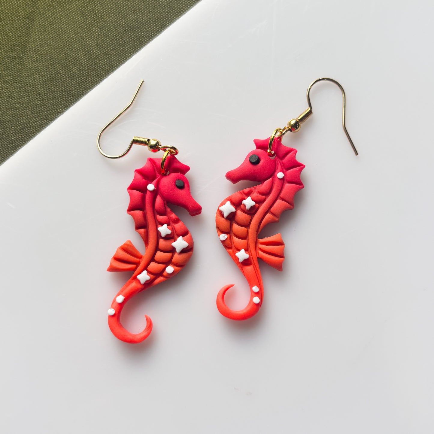 RED ORANGE SEAHORSE EARRINGS