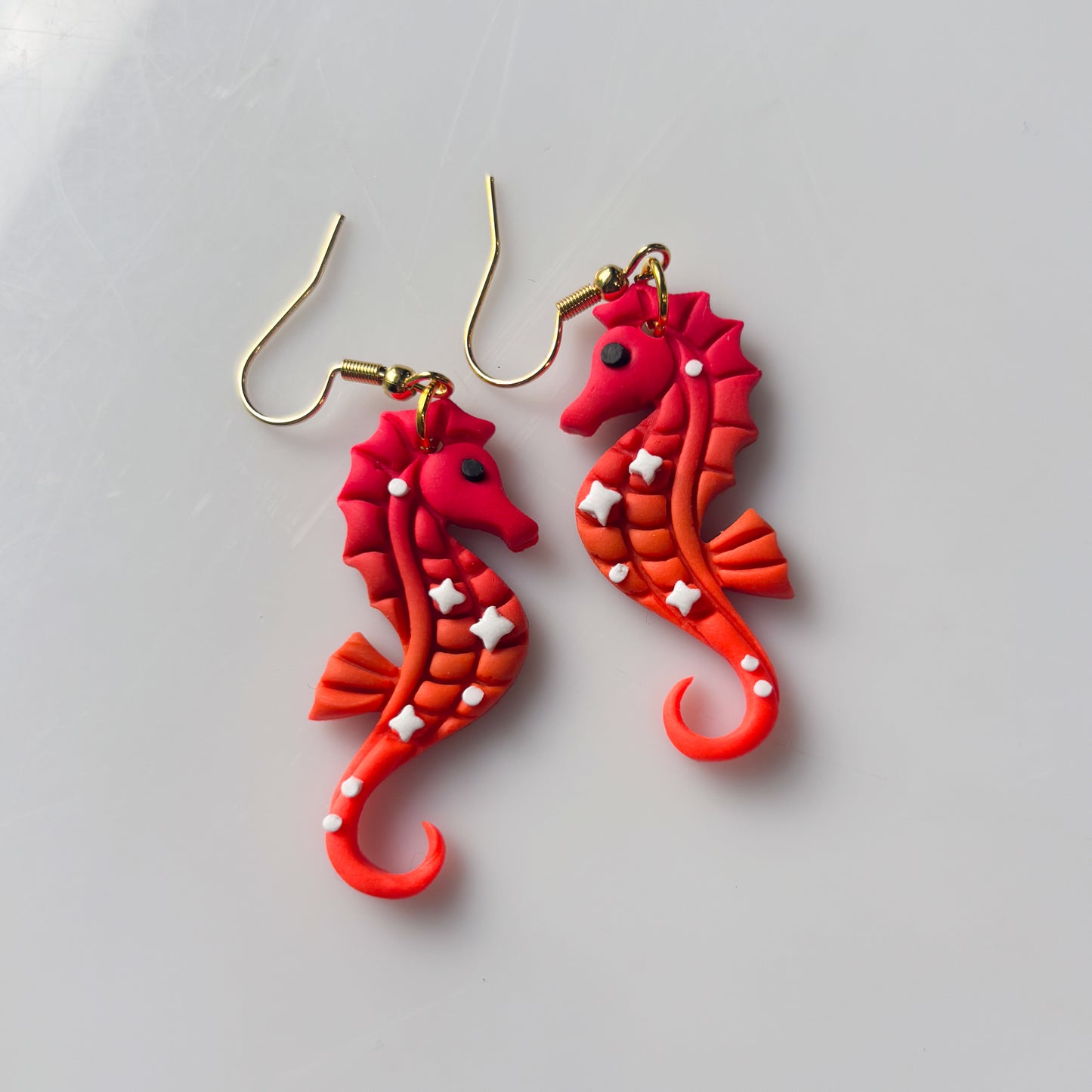 RED ORANGE SEAHORSE EARRINGS
