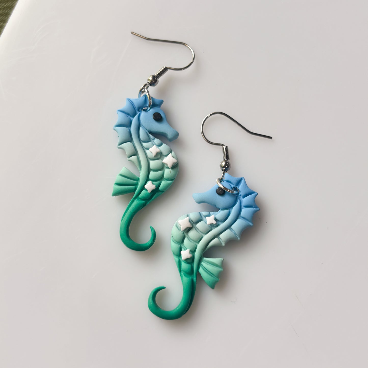BLUE GREEN SEAHORSE EARRINGS