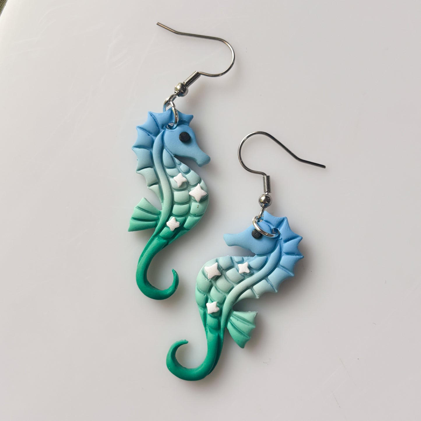 BLUE GREEN SEAHORSE EARRINGS
