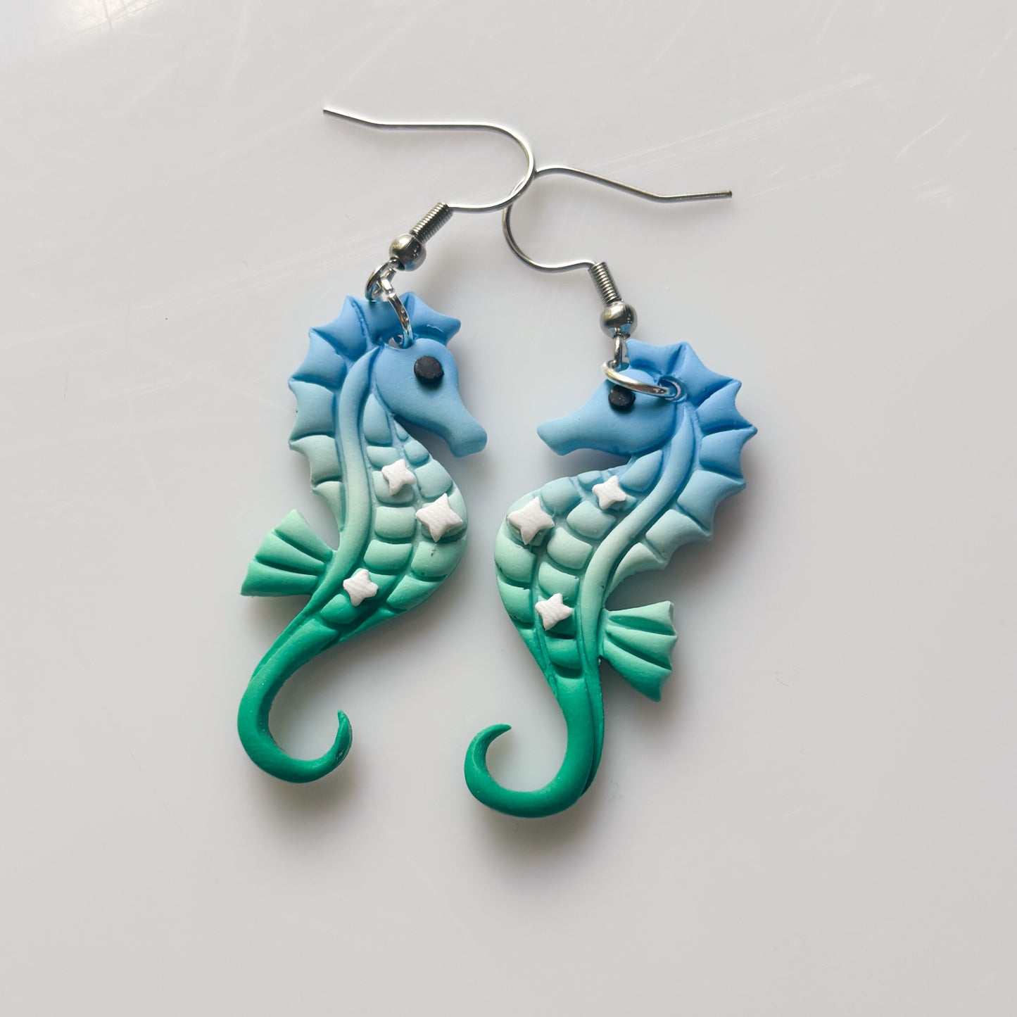 BLUE GREEN SEAHORSE EARRINGS