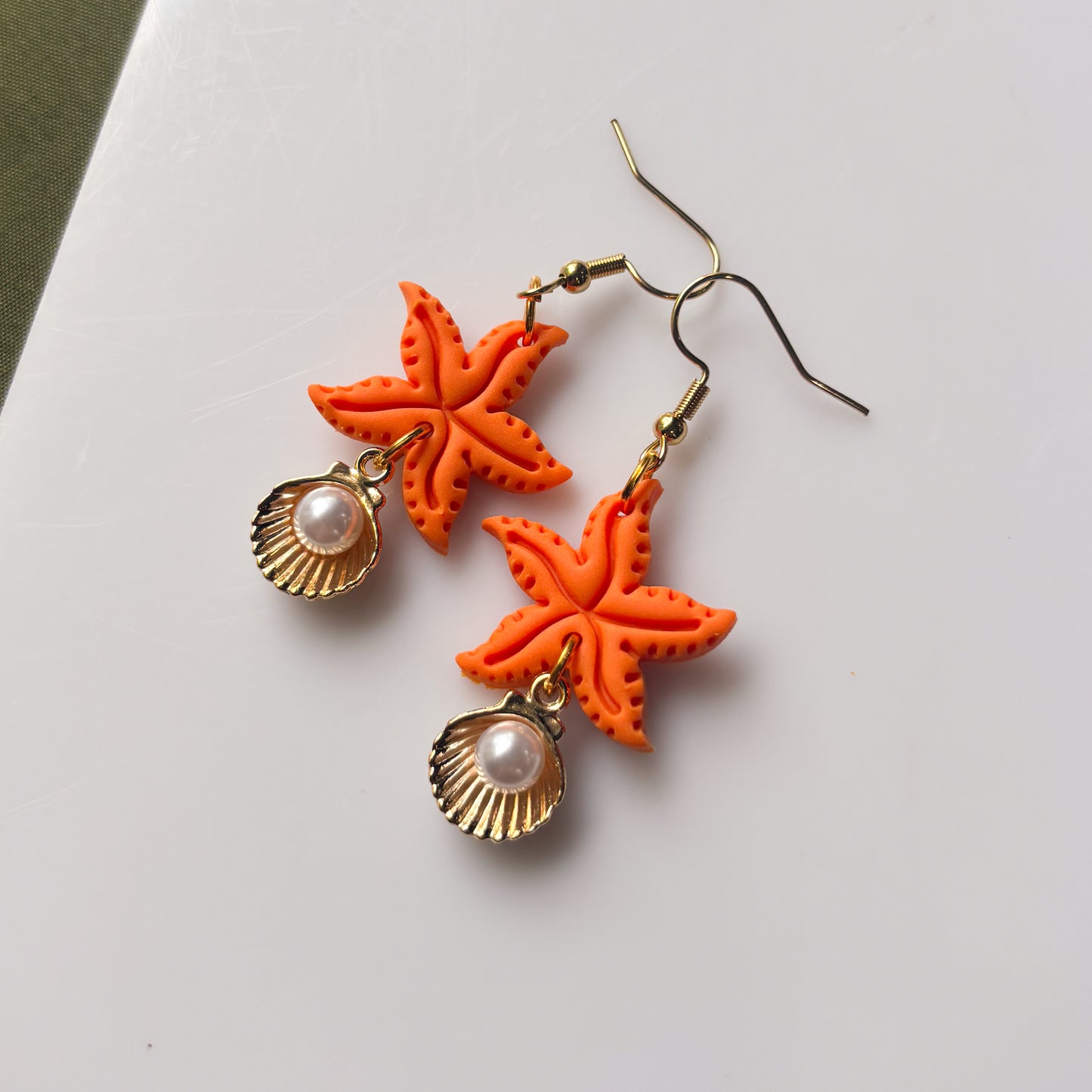 ORANGE STARFISH EARRINGS