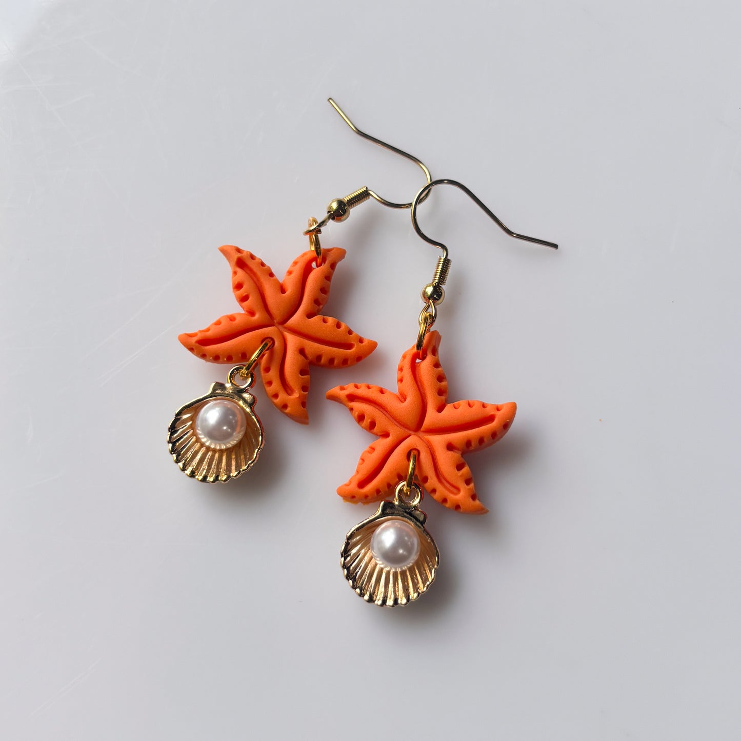 ORANGE STARFISH EARRINGS