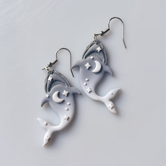 GREY & MOON SHARK EARRINGS