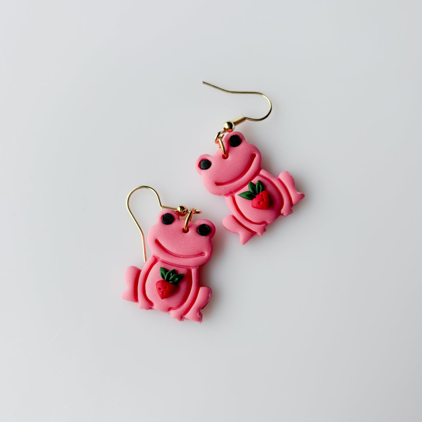 PINK STRAWBERRY FROG EARRINGS