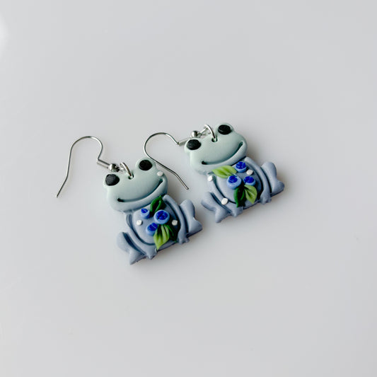 BLUEBERRY FROG EARRINGS