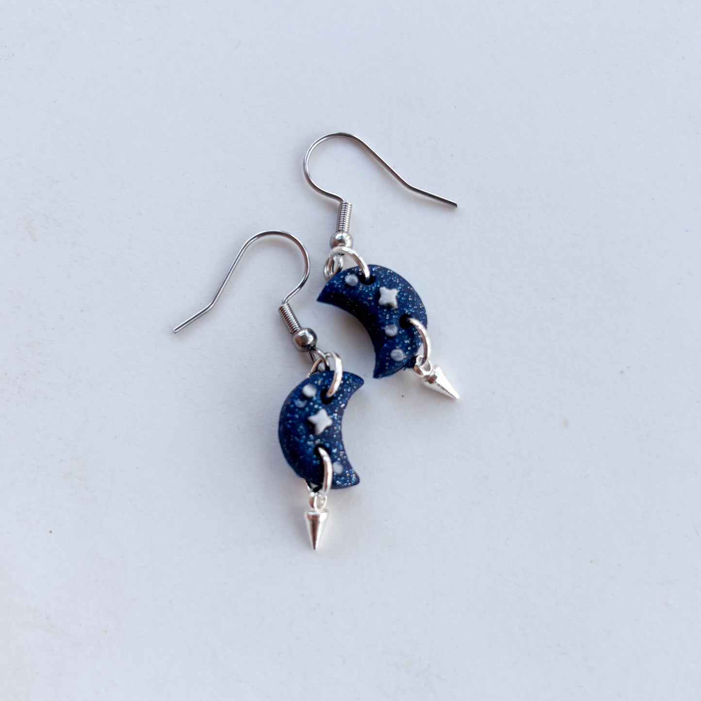 BLUE SPACE MOON EARRINGS (MINI)