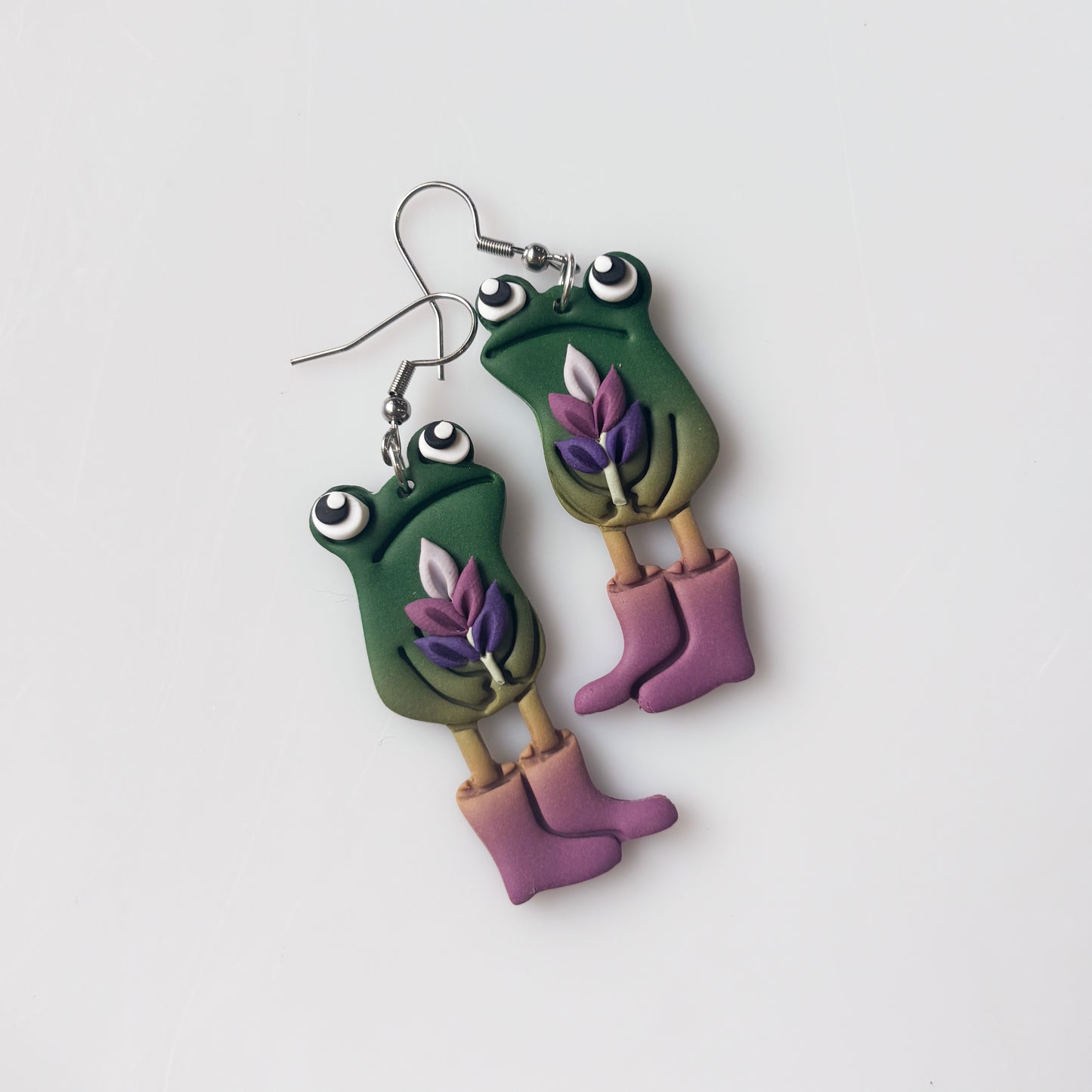 LAVENDER AWKWARD FROG EARRINGS