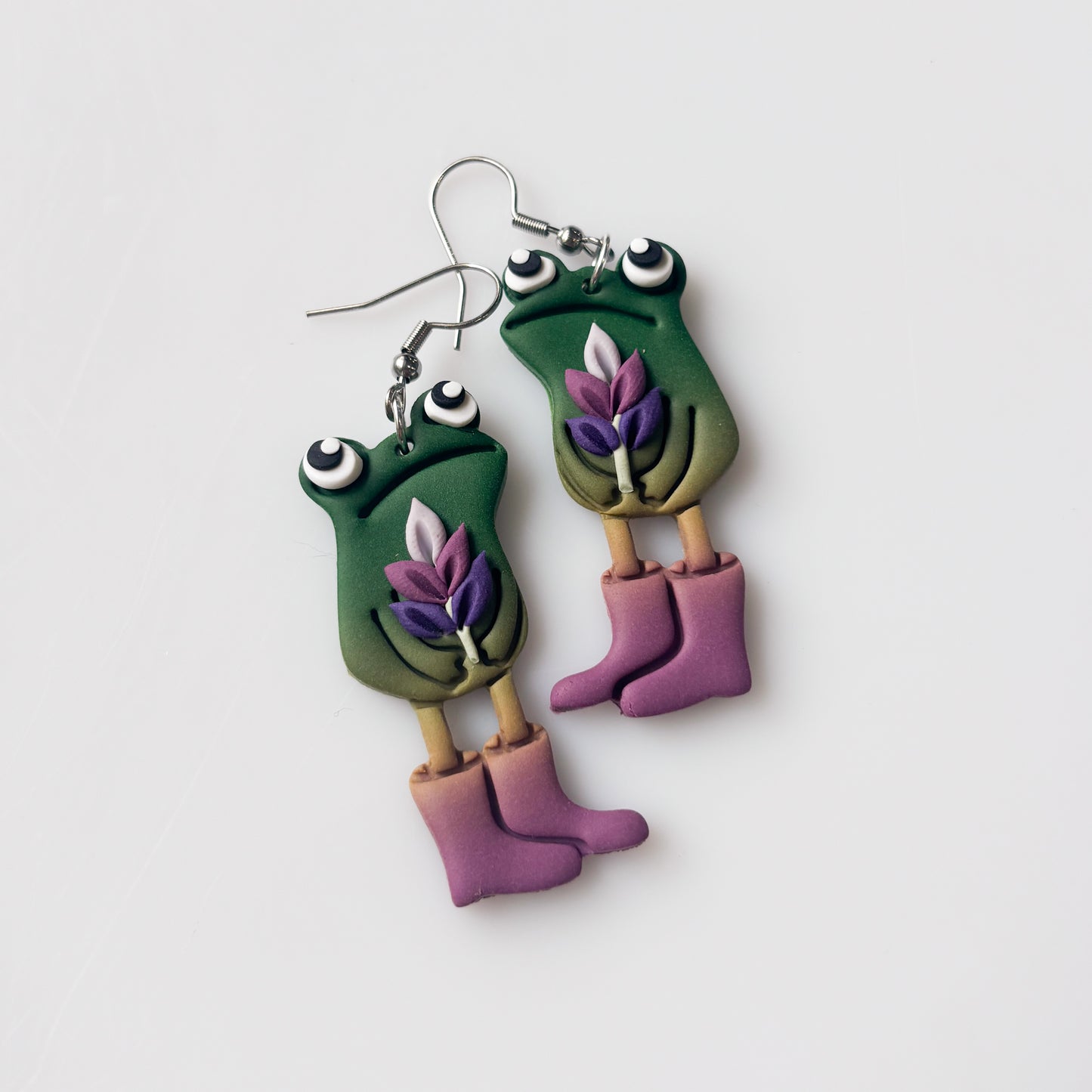 LAVENDER AWKWARD FROG EARRINGS