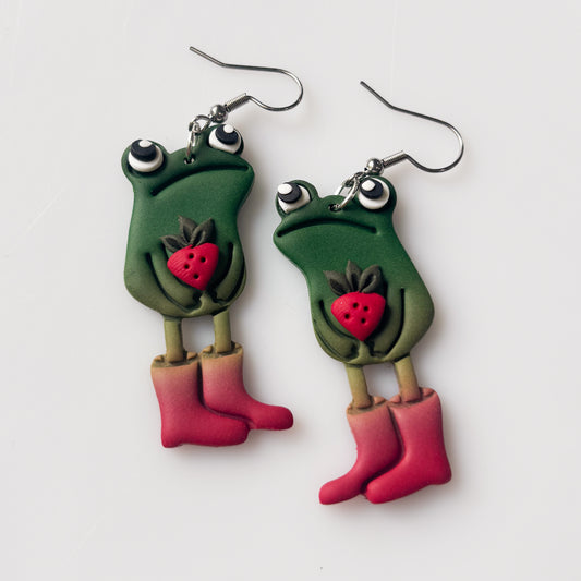 STRAWBERRY AWKWARD FROG EARRINGS