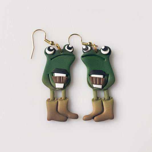 COFFEE CUP AWKWARD FROG EARRINGS