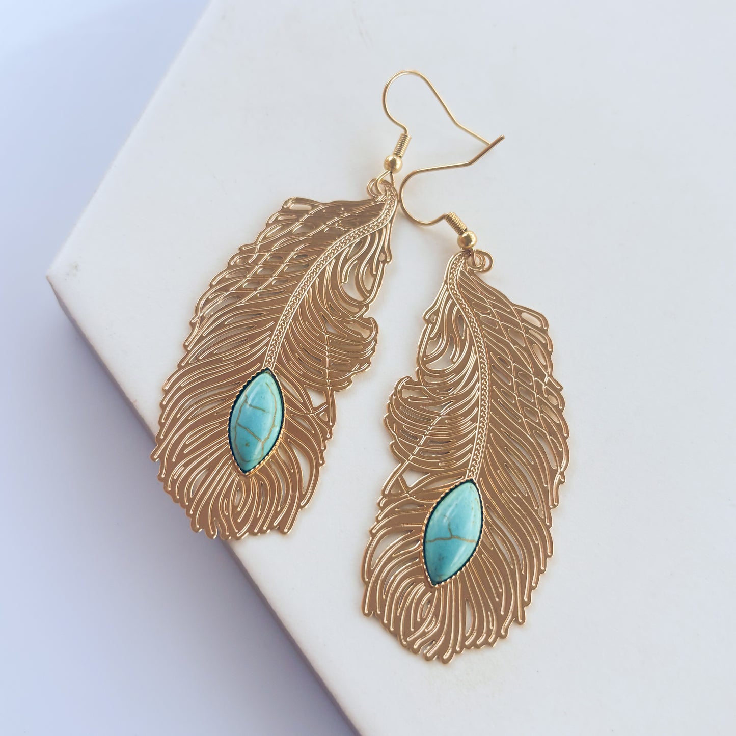 LARGE FEATHER CHARM EARRINGS